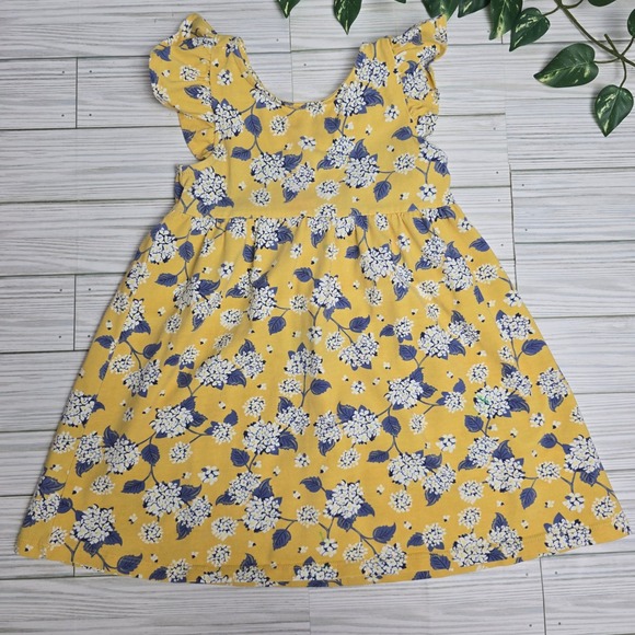Isaac Mizrahi Girls 3T Yellow Floral Print Dress Ruffle Sleeves Girls - Picture 1 of 8
